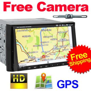 HD 7 Inch Double Din Car Stereo DVD Player GPS Nav+CAM+Bluetooth Ipod 