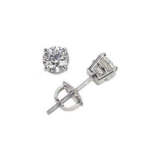 00 TCW 14k White Gold Round Cut Diamond Stud Earrings Certified