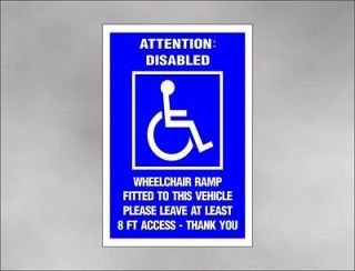 Magnetic car sign ATTENTION DISABLED HANDICAP RAMP 8 ACCESS for 