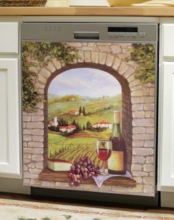   World Tuscan Decor Grape Vineyard Scene Dishwasher Cover Magnet ~NEW