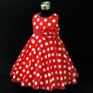 7D R3121 Girl Red Baby Minnie Mouse Polka Dot Christmas Party Girls 
