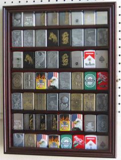 56 Zippo Lighter Display Case Wall Shadow Box Cabinet