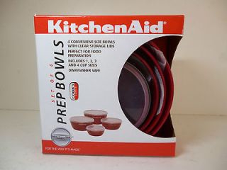   SET OF 4 NESTING RED PREP BOWLS WITH LIDS ~ NEW IN PACKAGING