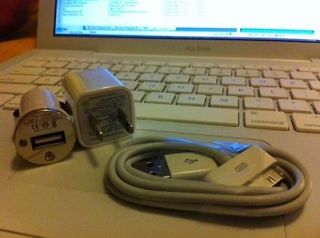 Original OEM Apple iPhone Charger + Car Adapter + USB Data Cable 