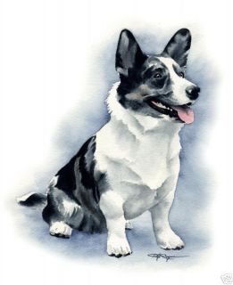CARDIGAN BLUE MERLE CORGI Dog Painting ART 5 X 7 DJR