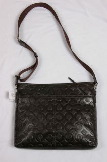 NWT COACH OP ART Embossed Leather Flat Crossbody Shoulder Bag #70248 