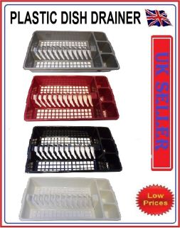 FINE QUALITY PLASTIC DISH DRAINER TRAY CUTLARY RACK IN DIFFERENT 