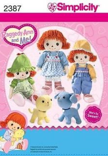   ANN AND ME 18 RAG DOLL & CLOTHES 8 DOG & CAT SIMPLICITY PATTERN 2387
