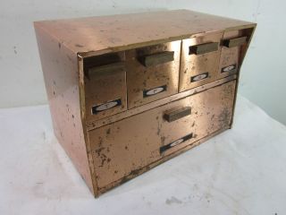Vintage  Metal Copper Toned Bread Box with 4 Drawers