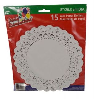Set of 15 White Lace Paper 8 Round Craft Cake Doilies