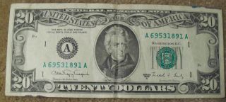   DISTRICT A 1 BOSTON MA CRISP TWENTY DOLLAR NOTE OLD STYLE BILL MONEY