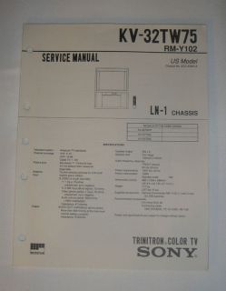 SONY SERVICE MANUAL KV 32TW75 RM Y102 TRINITRON TV