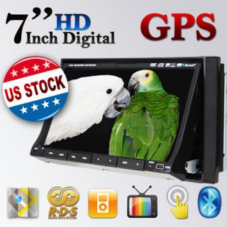 Double Din Car DVD Player 7 Touch Screen GPS Navi Map Card Stereo 