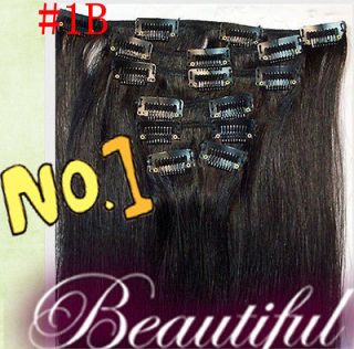   black 7PCS Clip In 100% Remy Human Hair Extensions 151​82022