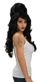 Ladies Winehouse Black Rock Star Celebrity Costume Party Wig