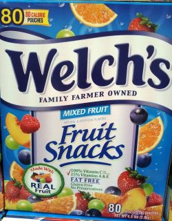   FRUIT SNACKS 80 POUCHES PACKS 4.5 LBS WELCHS MADE WITH REAL FRUIT