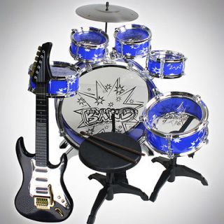 NEW 11 PCS KIDS DRUM SET & ELECTRIC GUITAR MUSICAL TOY CHILDREND MUSIC 