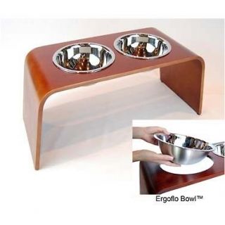   Feeder Wood & stainless steel bowls food water dog pet dish set