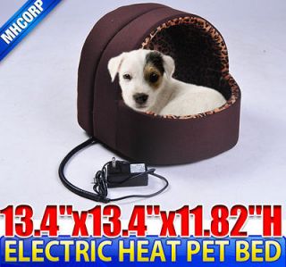   Coffee 13.5 Dog Cat Pet Electric Heat Bed House Sleeping Warmer Round