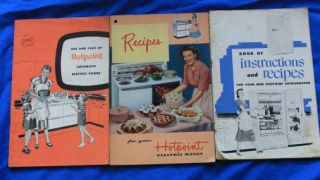 Lot of 3 Vintage Hotpoint Booklets, Range Refrigerator