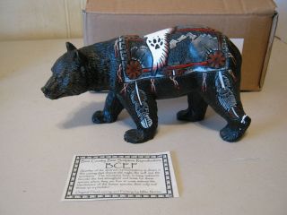 Bear Country Statue Black Bear with Eagle,Wolf and Mountains Figurine