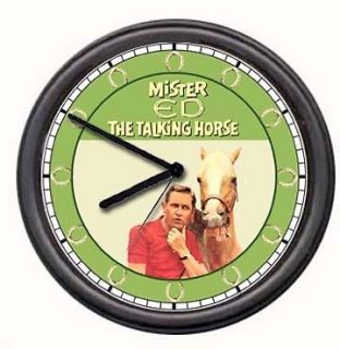   Ed Retro TV Talking Horse Equestrian Cowboy Barn Stall Sign Wall Clock