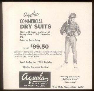   Aquala commercial diving diver dry suit drysuit photo vintage print ad