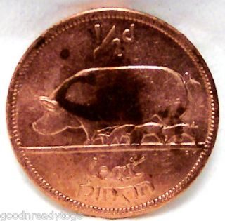 IRELAND IRISH LUCKY PIG 1966 VINTAGE BRONZE COIN