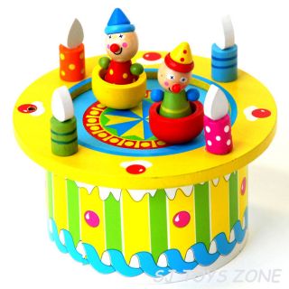   Birthday Wooden Music Box Dancing Magnetic Clowns * Gift Toy for Kids