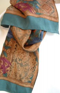 Echo Scarf100% silkForest green, golds and burgandyslo​ng 