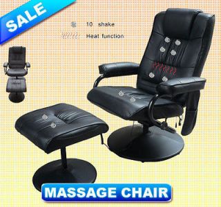 New Black PU TV Massage Chair Recliner With Ottoman Remote Control 
