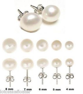   Surgical Steel (316L) Hypoallergenic Freshwater White Pearl Earrings