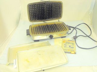 Vintage GE Stainless Waffle Iron maker Baker & Sandwich Griddle w 