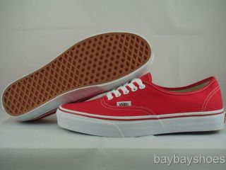 VANS AUTHENTIC RED/WHITE CLASSIC SKATE MENS ALL SIZES