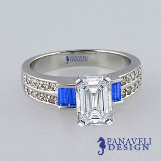 Antique Style 1.25 ct Emerald Cut Diamond Engagement Ring 18k White 