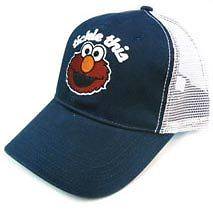 Elmo Sesame Street Blue White Mesh Cap Hat With Adjustable Plastic 