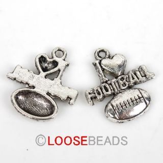 Wholesale 60 Antique Silver Plated Sports Rugby Charms 21x18mm 141361