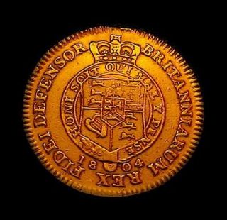 1804 British Half Guinea Gold Coin King George III MILITARY HEAD