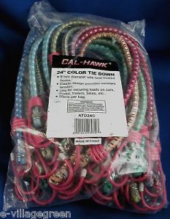   24 TIE DOWNS 9mm Assorted Colors Bungee Elastic Cords NEW Rope Strap