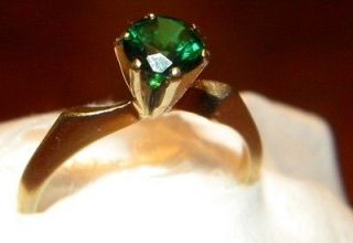 Estate 14k Gold Emerald Colored Stone Solitaire Engagement ring
