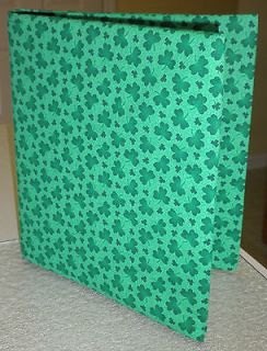   Shamrock St. Patty FABRIC BOOK COVER FOR 3 RING BINDER   great gift