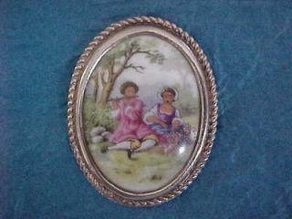 Newly listed Vintage Boy w/Flute & Girl w/Flower Basket Pendant Only 