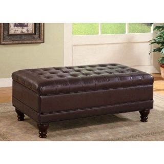 Storage Bench Ottoman Tufted Accents Cuppaccino Bicast by Coaster