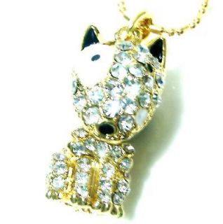   gold pt french bull dog CRYSTAL pendant necklace English Terrior puppy