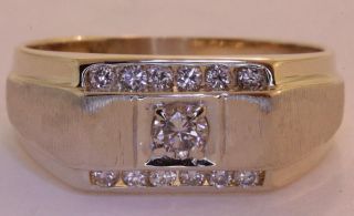   gold mens .39cttw VS I diamond ring gents 5g vintage estate antique