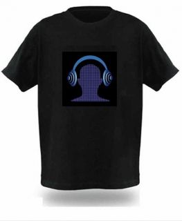 Headphones EL LED Graphic Equalizer T Shirt Cool for Rave Party/Disco 