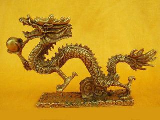 Chinese garniture Bronze brass display Guardian Dragon Folk Collection 
