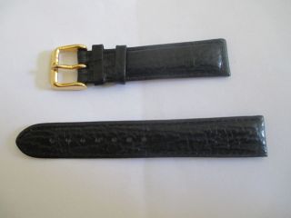 Esquire Watch Company Black Genuine Leather Shark Print Watch Band 