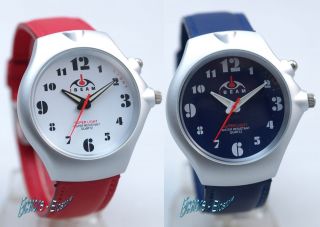   Mens Super LED Flashlight Leather Band Watch   Red Blue 2 colours