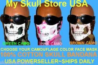 Camo Ghost Skull Bandana Face Mask Pink Brown Green mw2